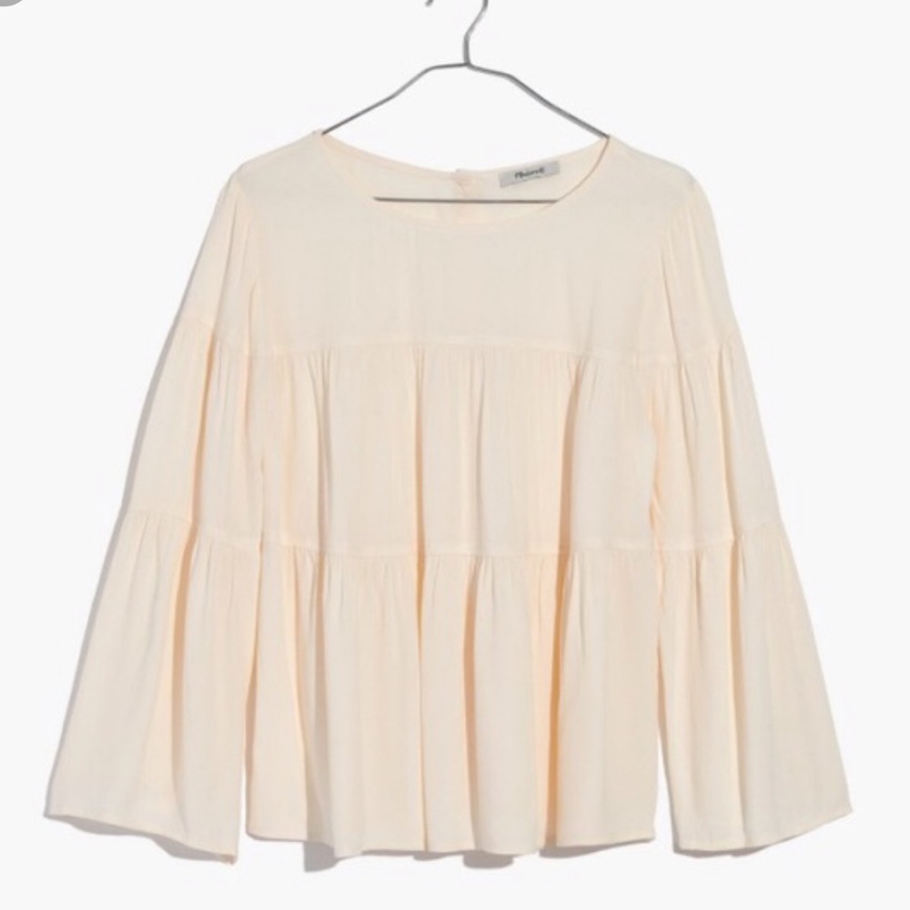 Madewell tiered button back top ivory size L